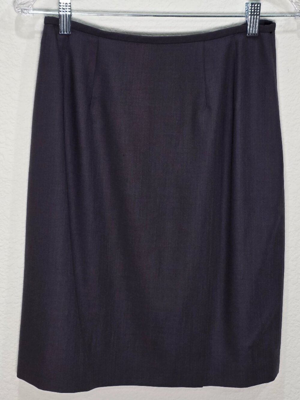 Vintage Tahari Made in USA Wool Blend Skirt Deep Purple Grey Flawed